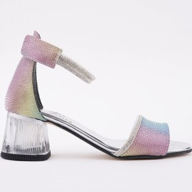 Resim Muggo Noşa Bilekten Bağlamalı Simli Kız Çocuk Kısa Topuklu Ayakkabı 