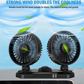 Resim Mectime 12V Soğuk Fan USB Üfleyici Çift Kafa Fanı Düşük Gürültülü Araba Fanı Aksesuarları Cep Telefonu Şarjı Için Kullanılabilir (Yurt Dışından) 