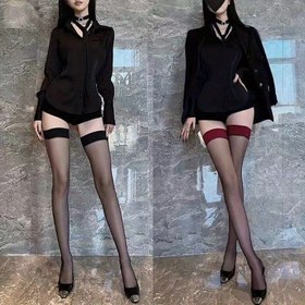 Resim 1 Çift Kadın Yüksek Çorap - Naylon Karışımı, Poliamid ve Polyester, Tüm Mevsim Örgü Kumaşı, Düz Renk, El Yıkamalı, Kostüm Partisi, Cadılar Bayramı, Kostüm için - Genç Boylar 
