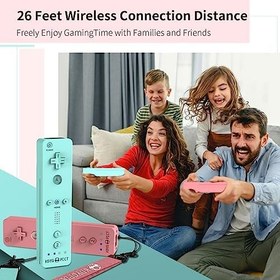 Resim KDYGPDCT Wii Controller 2 Pack,Wii Remote Controller Black and White 2 Set with Wrist Strap for Nintendo Wii/Wii U Console(Blue + Pink) 