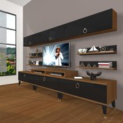 Resim Ekoflex 8y Mdf Gold Tv Ünitesi Tv Sehpası - Ceviz - Siyah 