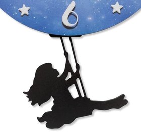 Resim caju art & decoration Sallanan Ahşap Sarkaçlı Gece Salıncaklı Kız Duvar Saati 