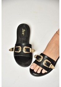 Resim Fox Shoes U250110109 Siyah Tokalı Kadın Terlik Siyah-suni Deri Siyah 