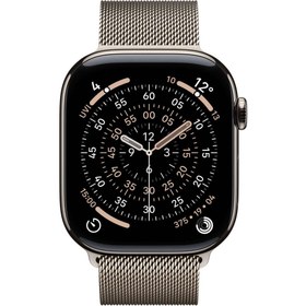 Resim Apple Watch Series 11 GPS + Cellular, 46 mm Natürel Titanyum Kasa ve Natürel Milano Loop - S/M 