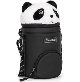Resim Yunboo Cwatcun D162 Panda Desenli Su Geçirmez Lens Çantası - Sony, Canon, Fuji Uyumlu Siyah 