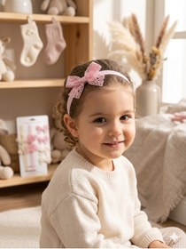 Resim Laria Bebek Çocuk Saç Aksesuar Seti - 2 Adet Dantel Bandana & 4 Adet Fiyonk Toka 