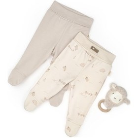 Resim Bebek 2li Patikli Pantalon %100 Organik Pamuk , Bebek - Yenidoğan- Csy8179 Ekru 