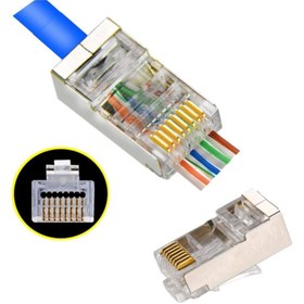 Resim GEG Yeni Nesil Rj45 Ftp Metal Korumalı Cat 5-6 - Hole-3u 1 Paket 500 Adet Konnektör 