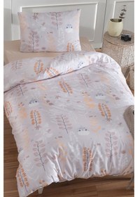 Resim Tek Kişilik Pamuklu Nevresim Takımı 3 Parça Cikcik Desen Bej / Yumuşak Dokulu Bej 