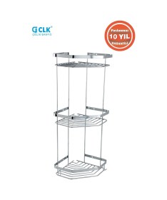Resim Çelik Banyo Paslanmaz Çelik Zerrin 3 Lü 19x19 Cm Şampuanlık Köşe Süngerlik Krom 