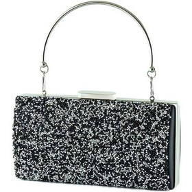 Resim Erkan Saçmacı Siyah Saten Kristal Granül Taşlı Metal Saplı Abiye El Çantası Siyah 