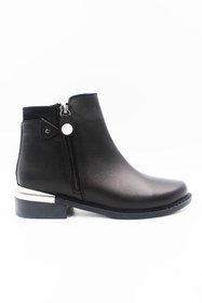 Resim Mammamia Hakiki Deri Siyah Topuk Detaylı Kadın Casual Bootie 1430 22MM1430 