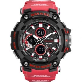 Resim Hanyang Kırmızı Smael 1802 Spor Erkek Saatler Üst Marka Lüks Askeri Kuvars Izle Erkekler Su Geçirmez Şok Erkek Dijital Saat Relogio Masculino (Yurt Dışından) 