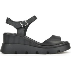 Resim Ziya, Kadın Hakiki Deri Dolgu Topuk Sandalet 1411020z2003 Siyah Siyah 