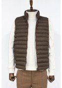 Resim Çift Taraflı Kapitone Şişme Dik Yaka Koyu Kahverengi Erkek Kışlık Yelek 001 