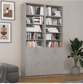 Resim Retro Taş Desen Kapaklı Kitaplık 
