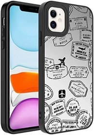 Resim Aksesuarcim Apple iPhone 11 ile Uyumlu Kılıf Aynalı Parlak Desenli Figürlü Kamera Lens Korumalı Kapak Mirror Seyahat 