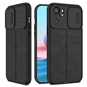 Resim Teleplus Xiaomi Redmi Note 10 Kılıf Lensi Kamera Korumalı Deri Dokulu Silikon Siyah 
