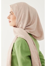 Resim Mirsoy Scarf Mc Desen Parlak Jakar Şal - Krem Krem 