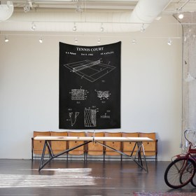 Resim Tennis Court Chalkboard - Tenis Kortu Duvar Örtüsü 