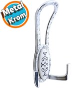 Resim NZB Mobilya Portmanto Vestiyer Duvar Askısı Metal Dolap Elbise Askılığı Krom Beyaz Desenli 