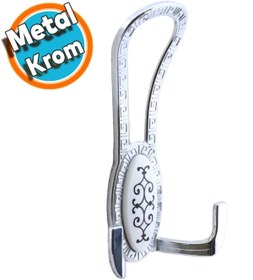 Resim NZB Mobilya Portmanto Vestiyer Duvar Askısı Metal Dolap Elbise Askılığı Krom Beyaz Desenli 