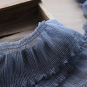 Resim 2 Yard 10cm Genişliğinde Yaprak Kenarlı Gaze File Pileli Dantel Kumaş Elbise Yaka Dikiş DIY Malzemesi 