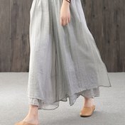 Resim Kadınların Zarif Bol Kesim Geniş Bacaklı Pantolonları, Elastik Bel Bandı ve Fonksiyonel Cebi ile - Katı Kahverengi, Akışkan Kesim, Bahar/Yaz/Sonbahar için Rahat, Kadınlar için Mükemmel Hediye, Günlük Giyim Pantolonları | Akışkan Geniş Bacaklı | Fonksiyonel Cep 