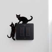 Resim 1 adet Klasik Siyah Kediler Switch Etiketi, Banyo, Yatak Odası, Oturma Odası Dekorasyonu için Çıkarılabilir Kendinden Yapışkan Duvar Dekalı - Kolay Temizlenebilir, Yeniden Kullanılabilir Ev Dekorasyonu Aksesuarı, Plastik Malzeme 