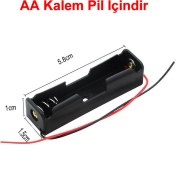 Resim Alkatronik 1'li 1,5V Aa Kalem Pil Kutusu Yuvası 1X1,5V Kablolu Batarya Pil Tutucu 