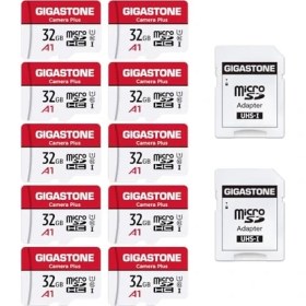 Resim Gigastone Camera Plus 32 GB Microsdhc Hafıza Kartı 10'lu Paket + Sd Adaptör, Kamera, 90 Mb/s'ye Kadar Drone, Full Hd Video, A1 U1 Sınıf 10 Mikro Sd Kart Uhs-I 