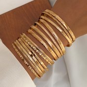 Resim 14 adet Zarif Orta Doğu Etkili Altın Ton Bileklik Seti Kadınlar İçin - Kalın Katmanlı Bileklikler İncelikli Tasarımlarla, Günlük Giyim ve Partiler İçin Mükemmel, Günlük Aksesuar | İncelikli Bileklik Tasarımı | Dayanıklı Alaşım 