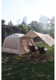 Resim Realx 6 Kişilik Tenteli 4 Mevsim Su Geçirmez Şişme Kamp Çadırı 260x220 Bej 