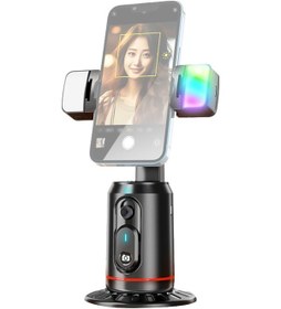 Resim Yunboo Akıllı Telefon Gimbal - 360 Dönebilen, Yüz Takip Ve Aı El Hareket Kontrolü, Çift Led Işıklı Pil Dahil 