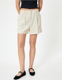 Resim Koton Mini Şort Kemer Detaylı Cepli Normal Bel Taş 4sak40114pw Taş 