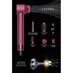 Resim Pro Compact Uzun Multi-Styler Hava Üfleme 5in1 Saç Şekillendirici Bldc SHD-1729 Royal Gilded Red 