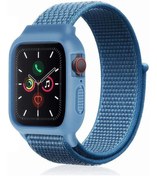 Resim AyrStore Omr Apple Watch 38Mm Hasırlı Cırtcırtlı Kasalı Kordon - Mavi 