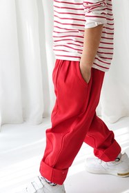 Resim Kırmızı Gabardin Dikişli Carrot Pantolon - 2 Yaş 