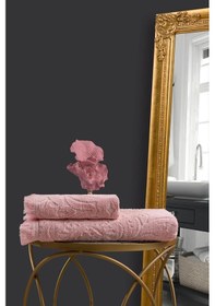 Resim Varol Jacquard %100 Pamuk Banyo Havlusu 90x150cm Pudra-90x150cm Pudra 