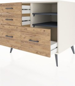 Resim Kronos Şifonyer 2 Raflı 4 Çekmeceli 88x59x80 Aytaşı-antrasit/çam Antrasit/çam 