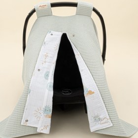 Resim Puset Örtüsü - Çift Taraflı - Açık Yeşil Petek - Su Yeşili Güneş 