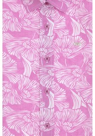 Resim U.S. Polo Assn. Kız Çocuk Fuşya Çiçek Desenli Keten Görünümlü Kısa Kollu Gömlek 50307934-VR023 