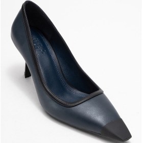 Resim Luvishoes Luvi Shoes Rona Lacivert Cilt Mat Burunlu Kadın Topuklu Ayakkabı Lacivert 
