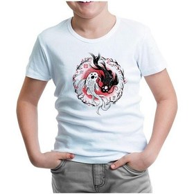 Resim Lord Tshirt Koi Fishes İn A Floral Circle Beyaz Çocuk Tshirt 001 