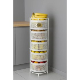 Resim Orvila Kule Sebzelik Tepsili Açılır Metal Patates Soğan Meyvelik Sepetli Rafı Beyaz 