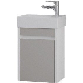 Resim Denko Natalia 40 Cm Mdf Kül Gri Banyo Dolabı Alt Modül Ve Seramik Lavabo Gri 
