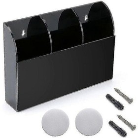 Resim Ganzhoushop Uzaktan Kumanda Tutucu Duvara Monte Akrilik Masa Düzenleyici 3 Bölmeli Siyah 