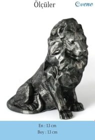 Resim Evene Biblo Dekoratif Obje Heykel Aslan Biblo Dekoratif Süs Eşyası Gümüş Eskitme Renk Model 36, ebiblomodel36 
