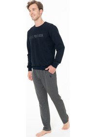 Resim U.S. Polo Assn. Erkek Kışlık Lisanslı Uzun Kol Pijama Takım 18934 Lacivert 
