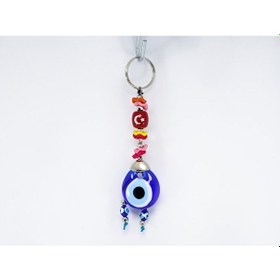 Resim Renkli Minik Halkalı Ay Yıldız El Yapımı Cam Nazar Boncuklu Anaht 